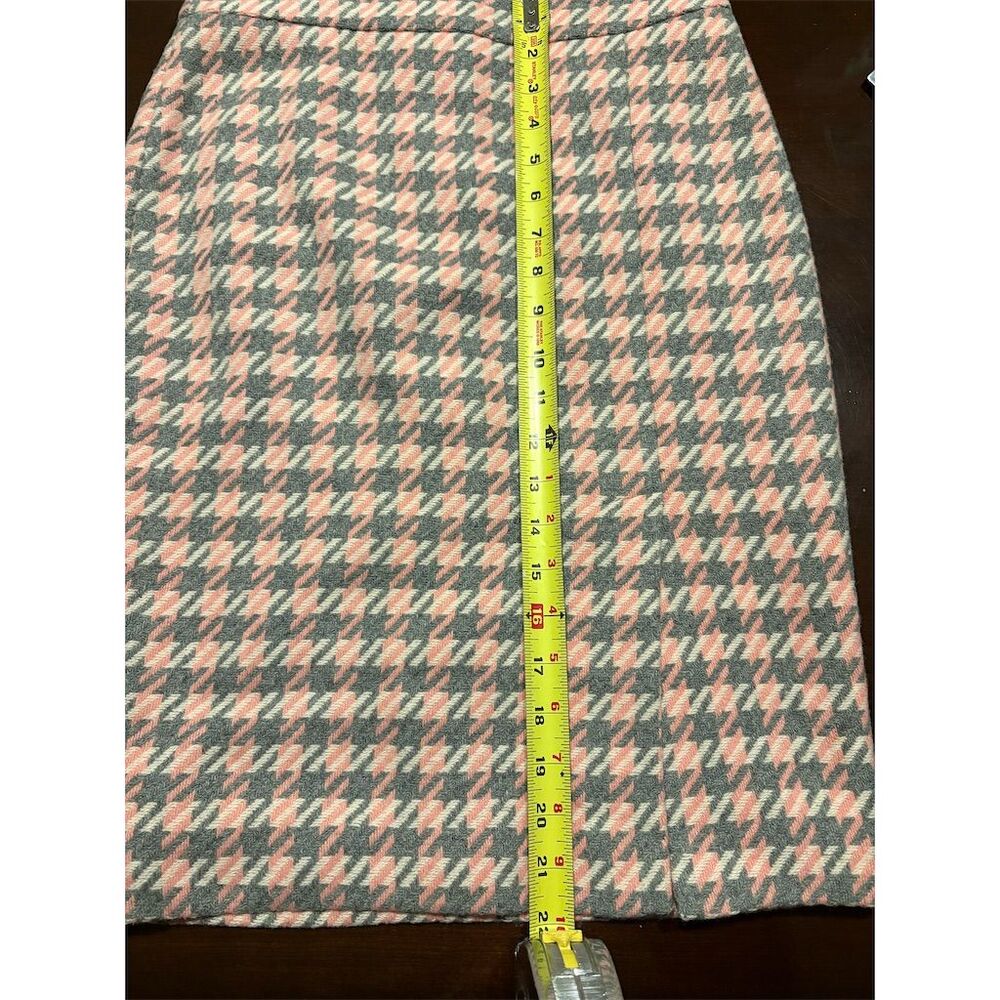 Talbots Women's 0P Pink‎ & Gray Houndstooth Pencil Skirt Knee Length - Picture 5 of 8